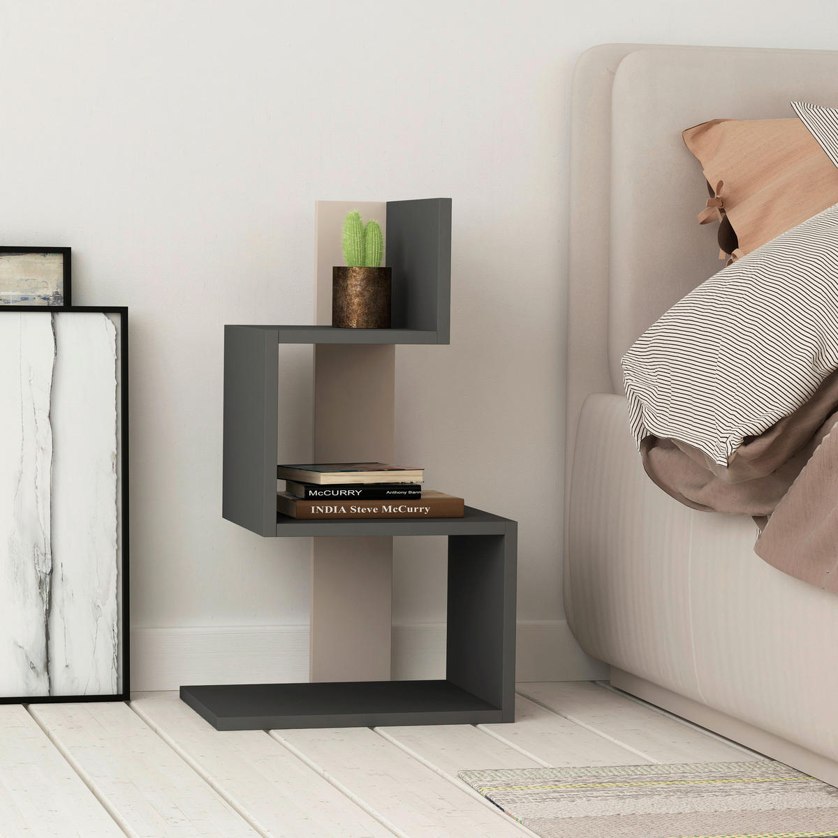 BEISTELLTISCH in Holzwerkstoff  - Anthrazit/Beige, Design, Holzwerkstoff (42/72/30cm) - Livetastic