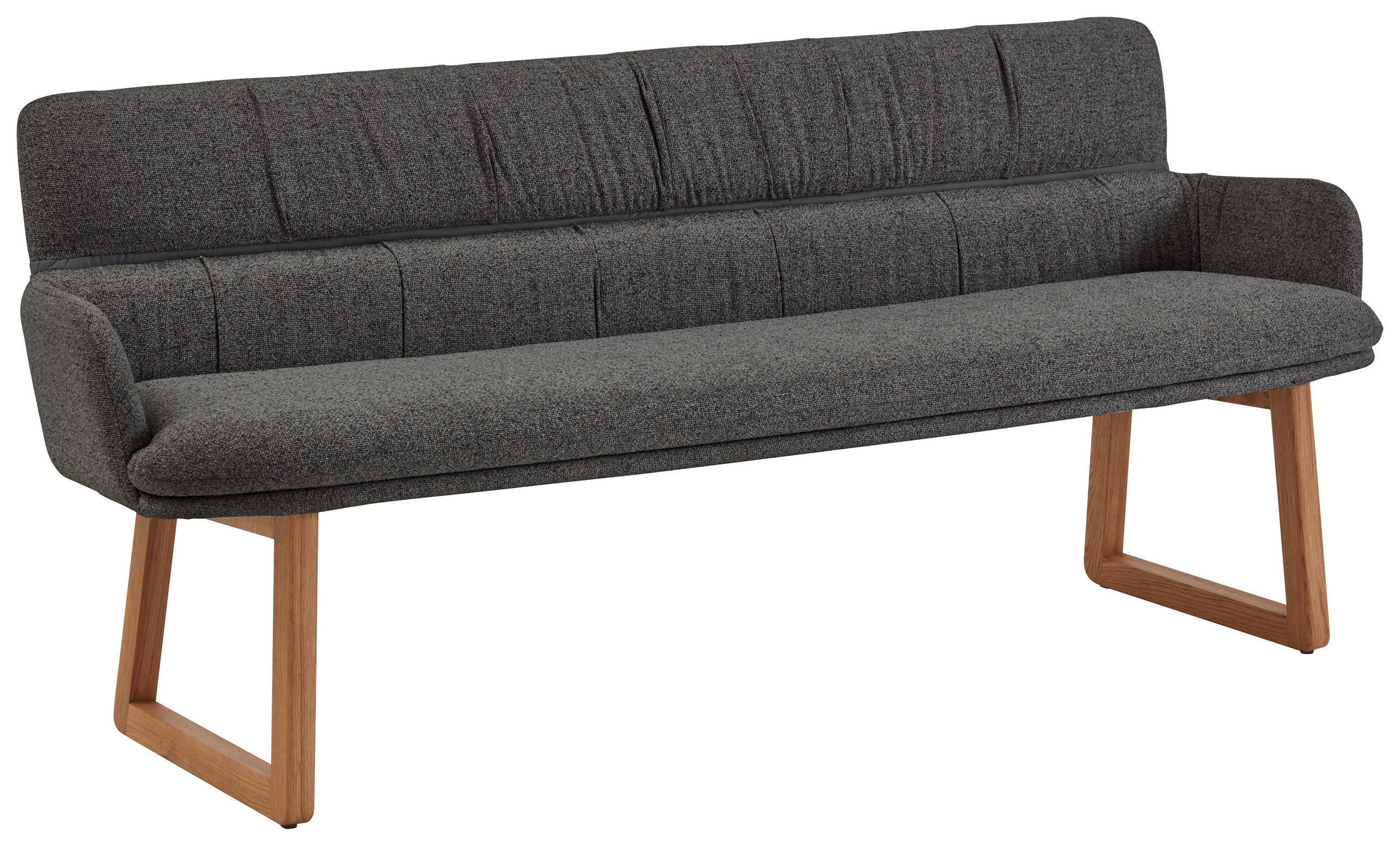 SITZBANK 200/86/68 cm Mikrofaser Graphitfarben Wildeiche massiv  - Wildeiche/Graphitfarben, Design, Holz/Textil (200/86/68cm) - Valdera