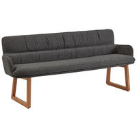 SITZBANK 220/86/68 cm Mikrofaser Graphitfarben Wildeiche massiv  - Wildeiche/Graphitfarben, Design, Holz/Textil (220/86/68cm) - Valdera