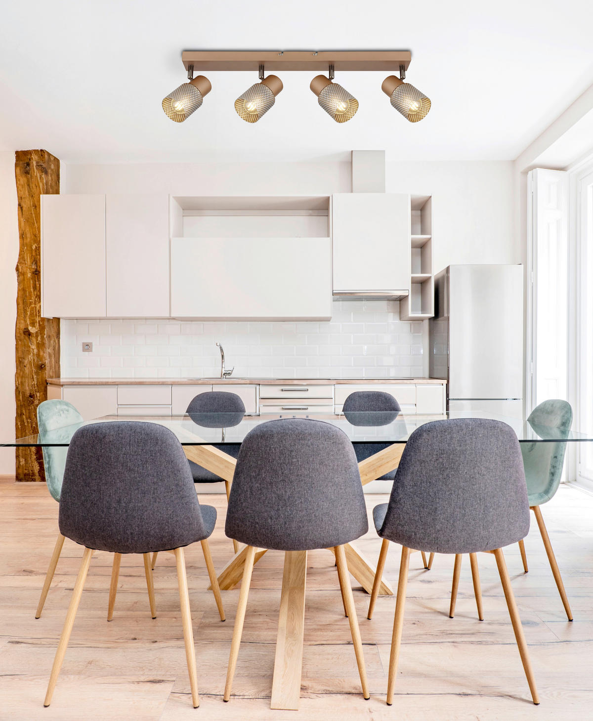 DECKENLEUCHTE 56/12/12,5 cm   - Cappuccino, Design, Glas/Metall (56/12/12,5cm) - Novel