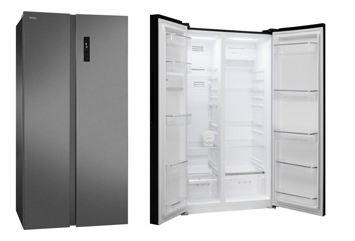 SIDE-BY-SIDE 91,2/177,0/70,4 cm SBSN397150S  - Edelstahlfarben/Schwarz, Basics, Kunststoff/Metall (91,2/177,0/70,4cm) - Amica