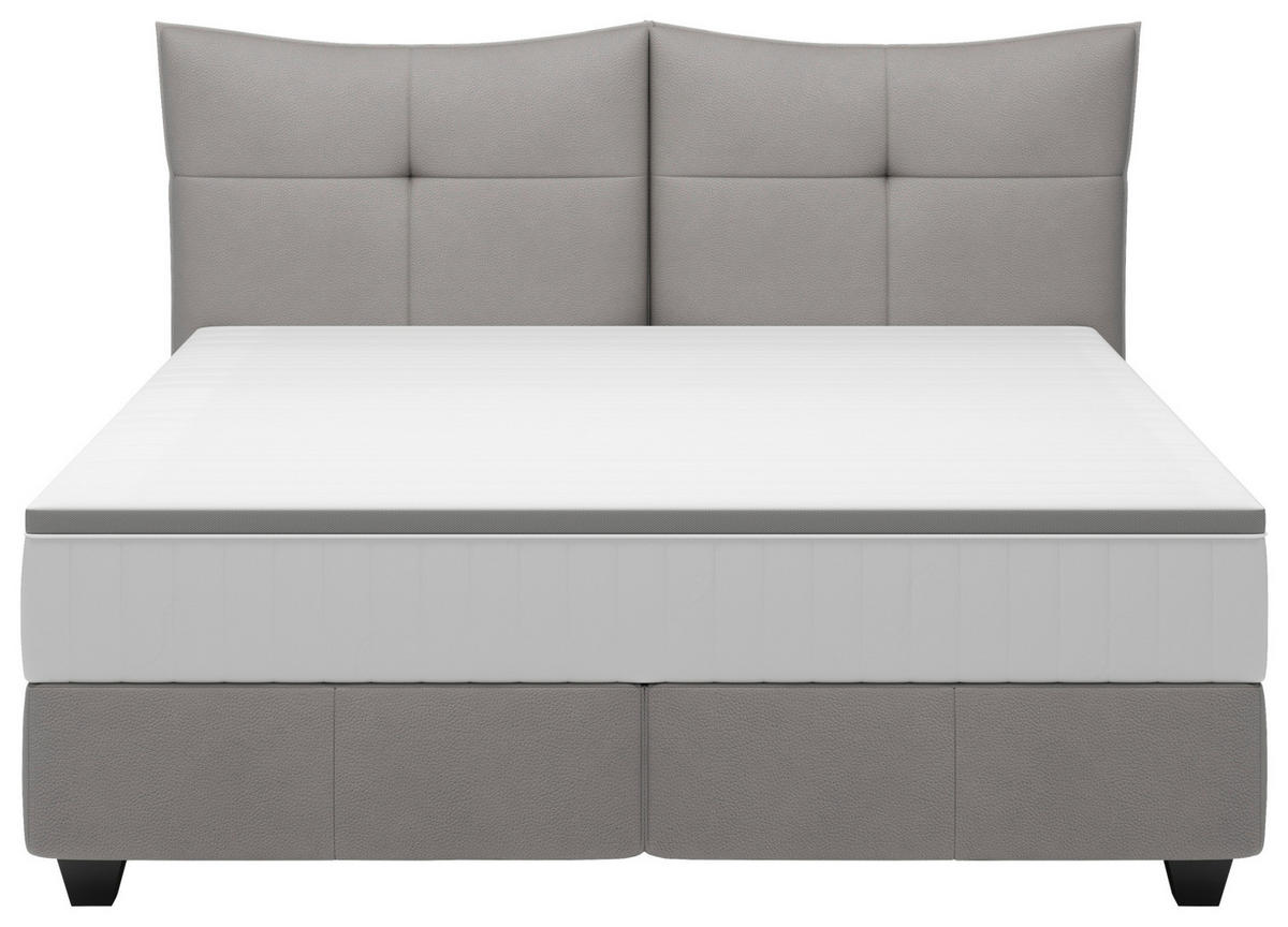 BOXSPRINGBETT  in Grau  - Schwarz/Grau, Design, Leder/Holzwerkstoff (180cm) - Esposa