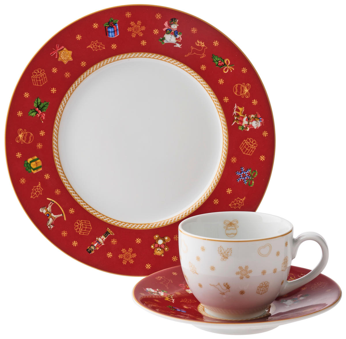 KAFFEESERVICE Rot CHRISTMAS TOYS 18-teilig  - Rot, KONVENTIONELL - X-Mas