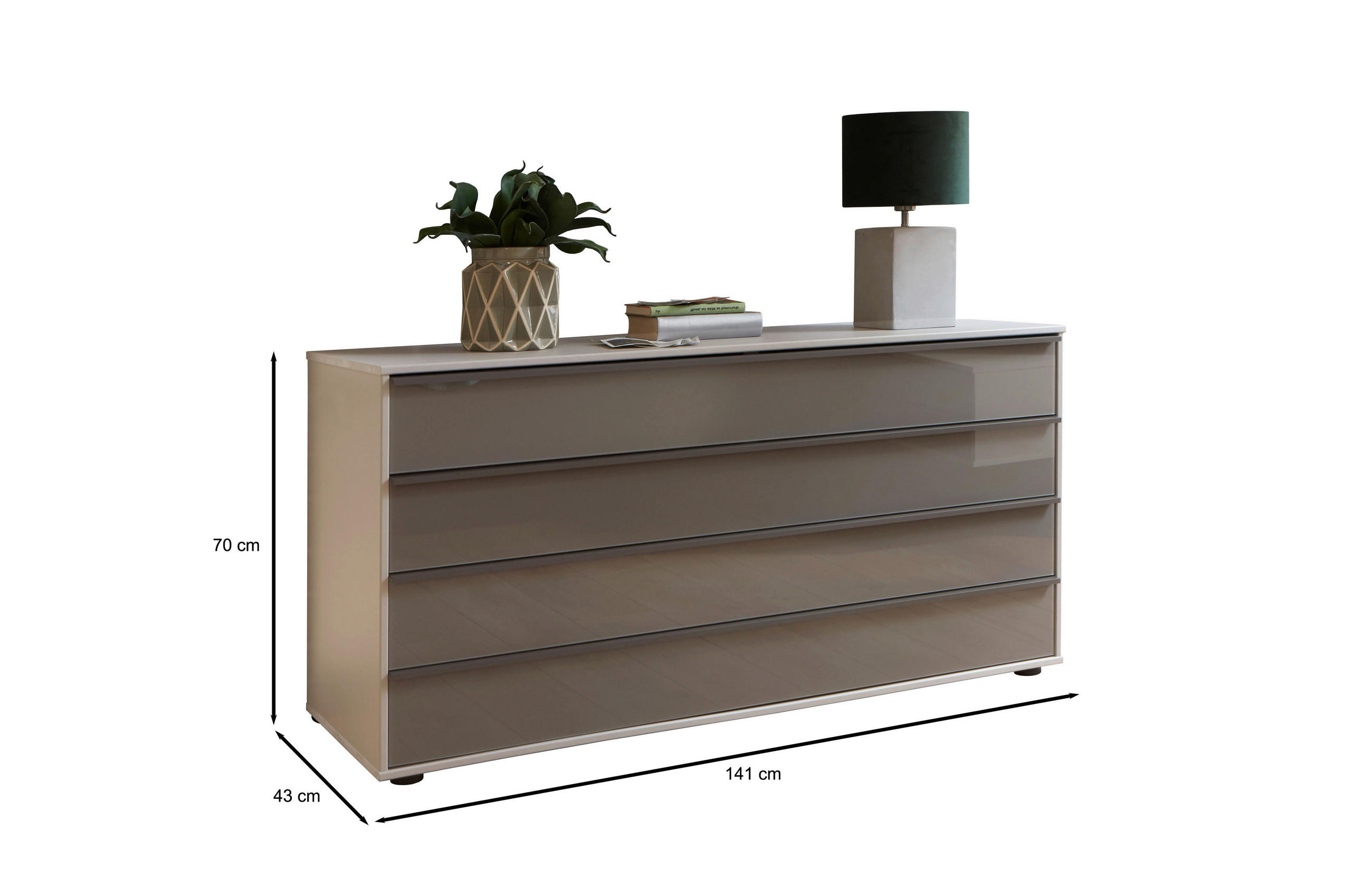 Thumbnail - Dieter Knoll Sideboard, Braun, Grau, Metall, 4 Schublade(n) Schubladen, 141x70x43 cm, Typenauswahl, Beimöbel erhältlich,...
