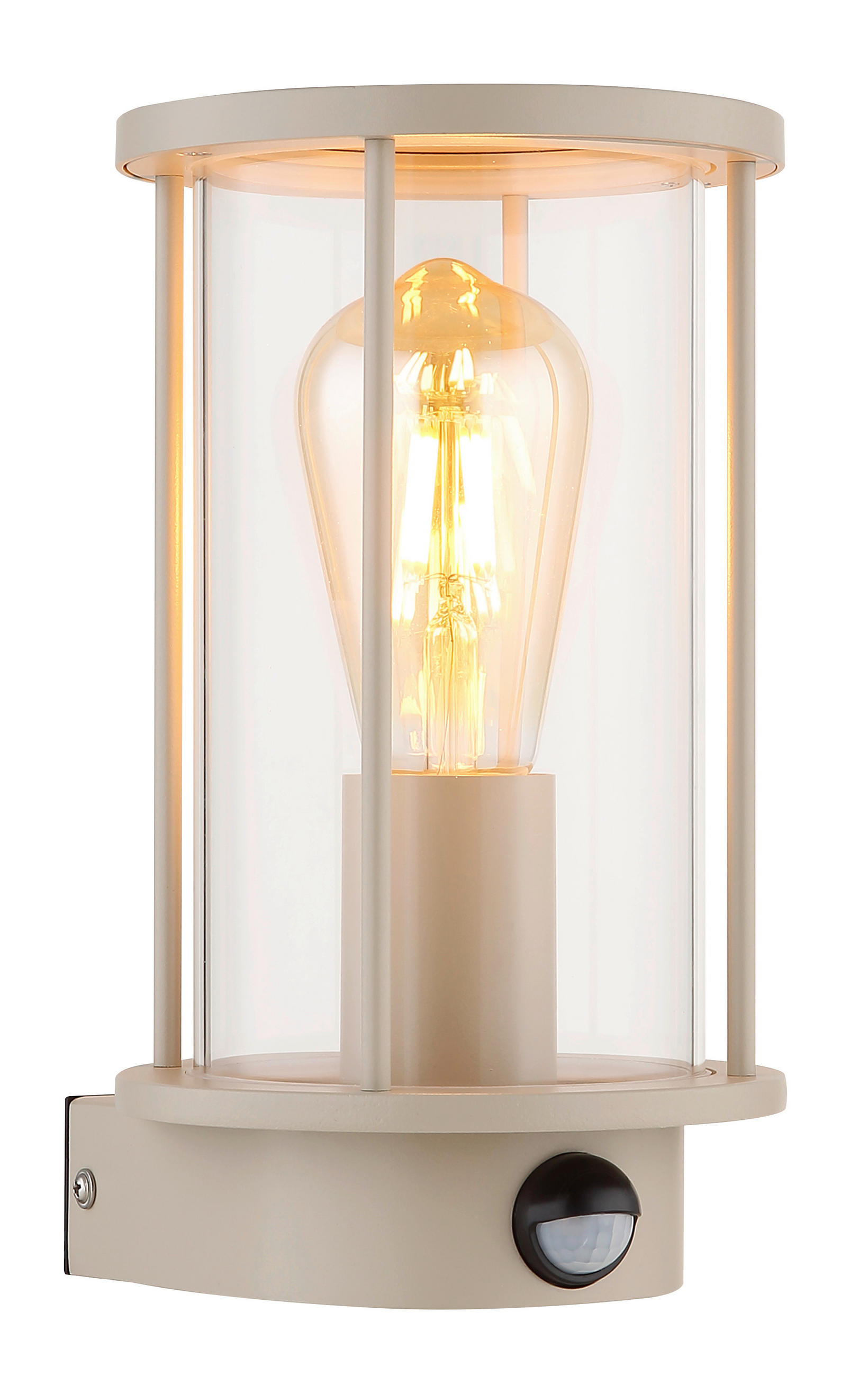 AUSSENLEUCHTE Gracey 14,3/15,2/25,2 cm  - Sandfarben/Klar, KONVENTIONELL, Glas/Metall (14,3/15,2/25,2cm) - Globo