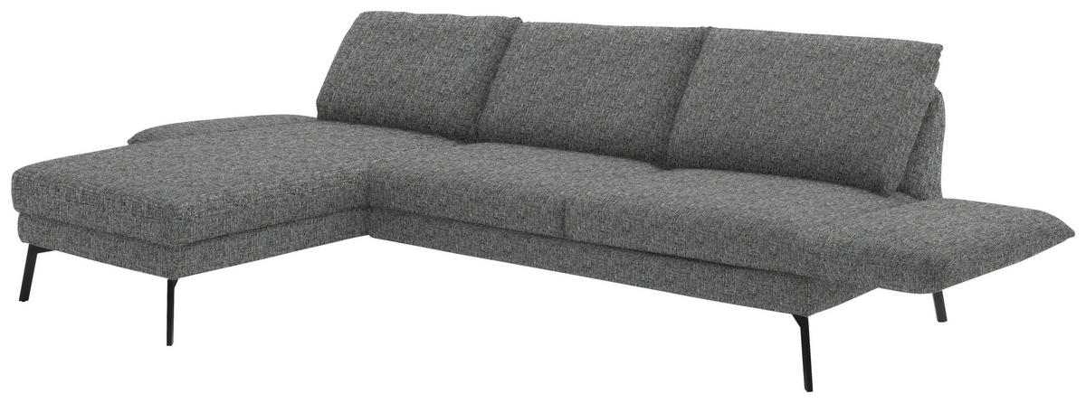 ECKSOFA in Flachgewebe Grau  175/277 cm  - Schwarz/Grau, Design, Textil/Metall (175/277cm) - Schöner Wohnen