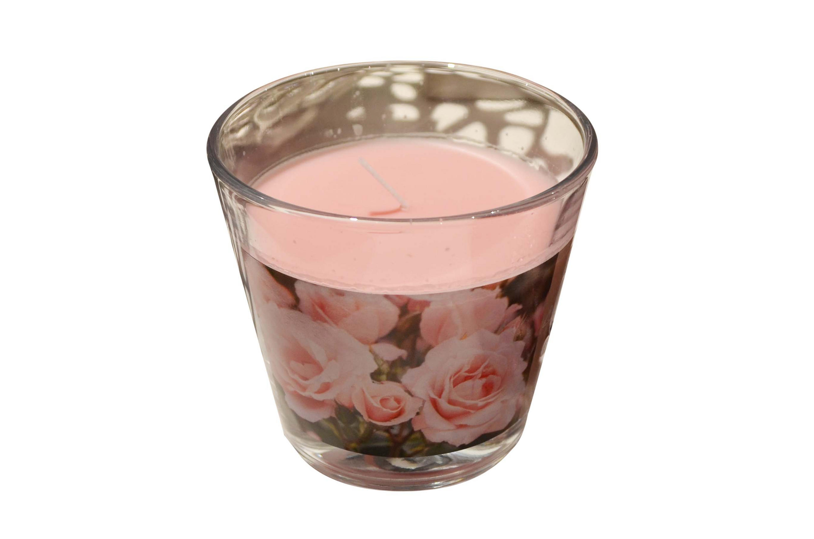 SVEČA V KOZARCU - prosojno/svetlo roza, Basics, steklo (9/8cm) - Ambia Home