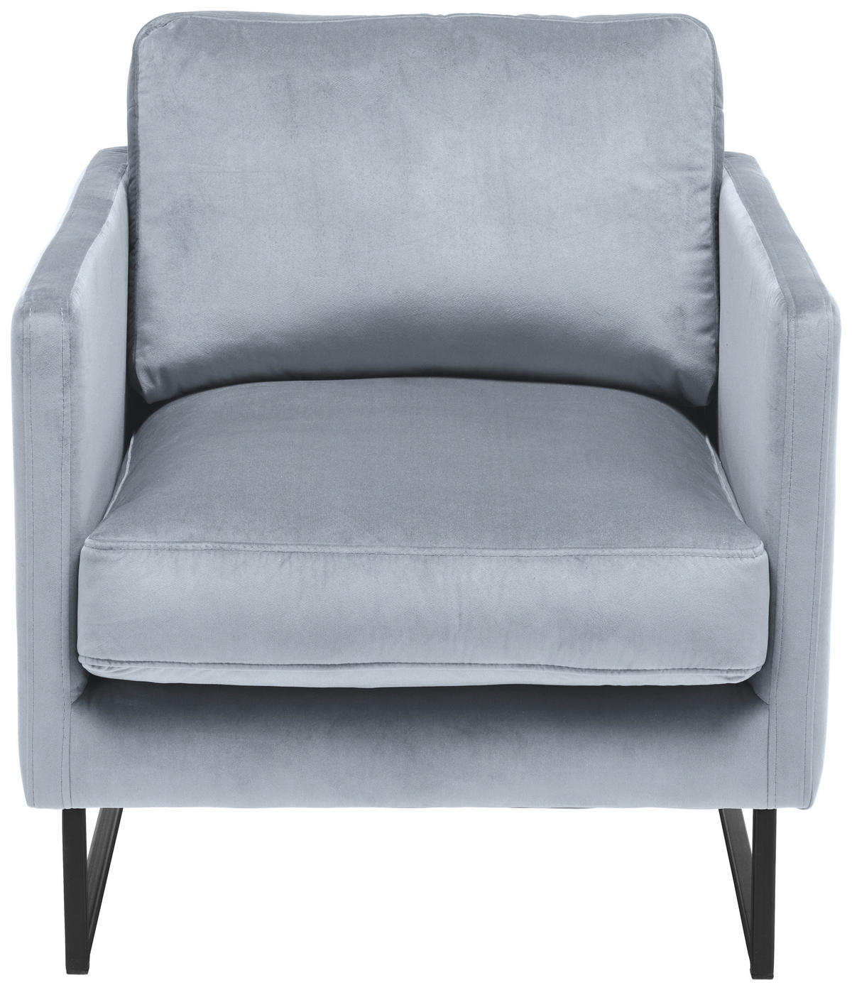 SESSEL in Samt Silberfarben, Grau  - Silberfarben/Schwarz, Design, Textil/Metall (72/78/84cm) - Carryhome