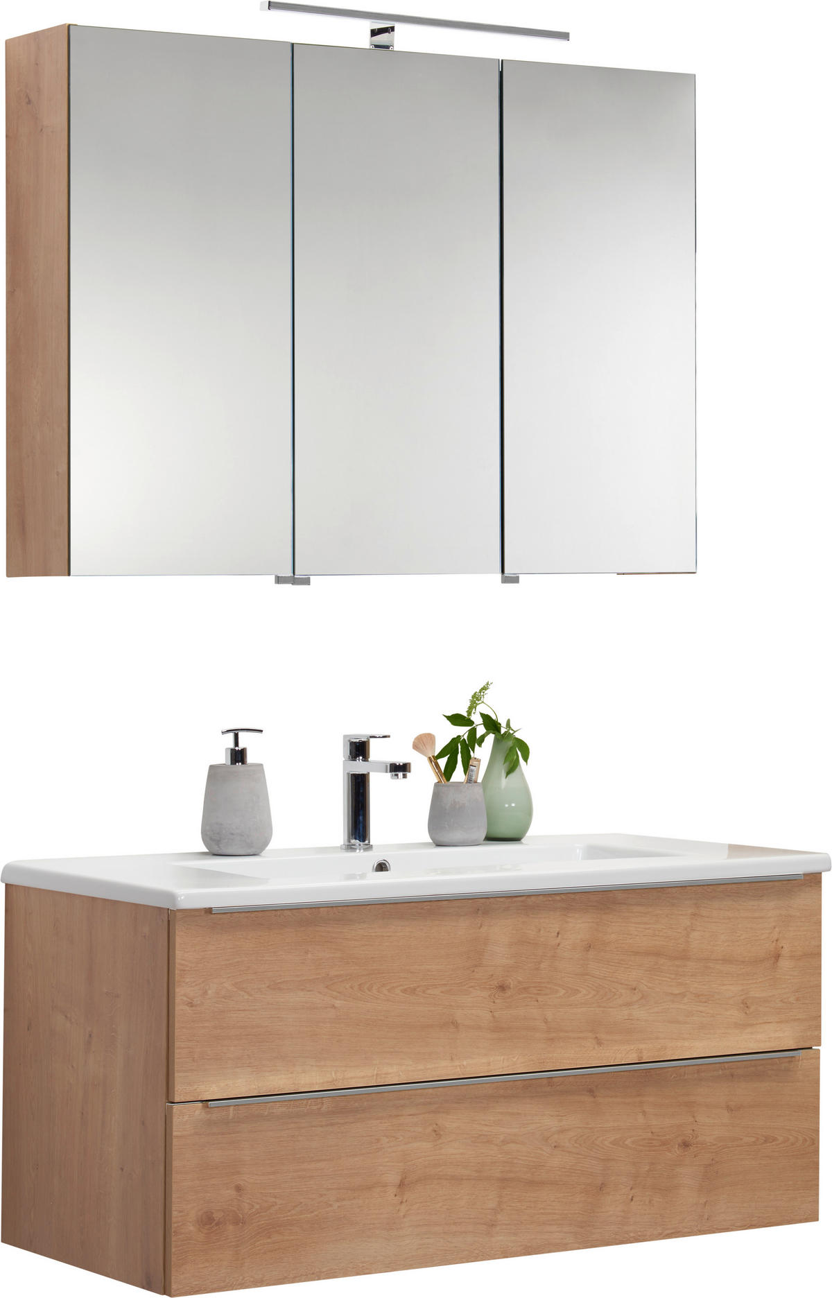 BADEZIMMER  in 105 cm  - Eichefarben/Weiß, Design, Keramik/Holzwerkstoff (105cm) - Novel