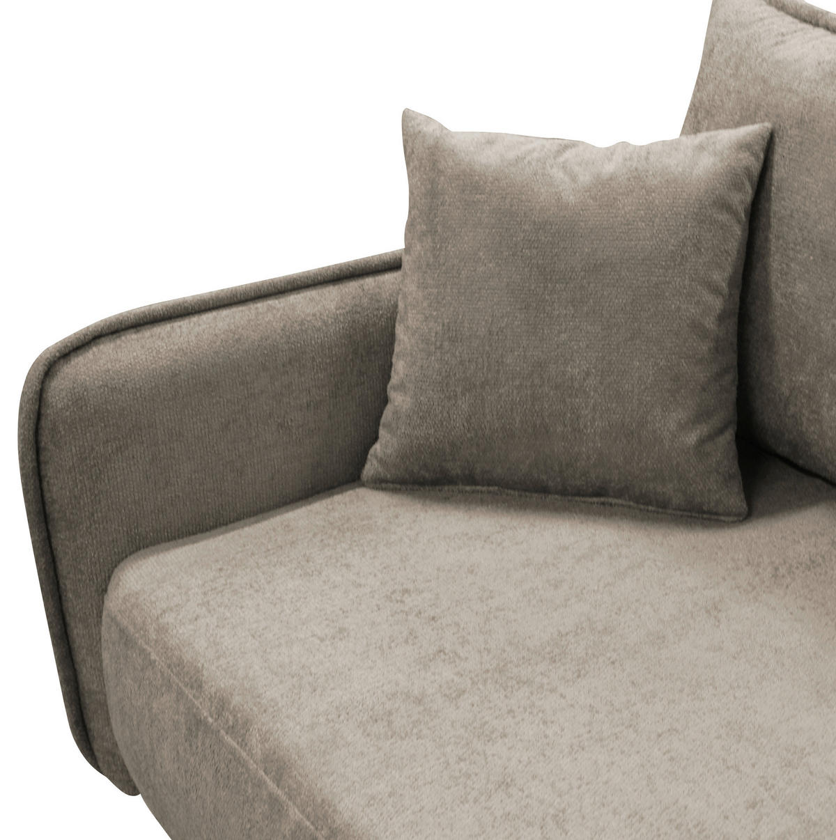 ECKSOFA MURANO Taupe Chenille Zierkissen, Rückenkissen, Bettkasten  - Taupe/Schwarz, Design, Holz/Textil (242/167cm) - MID.YOU