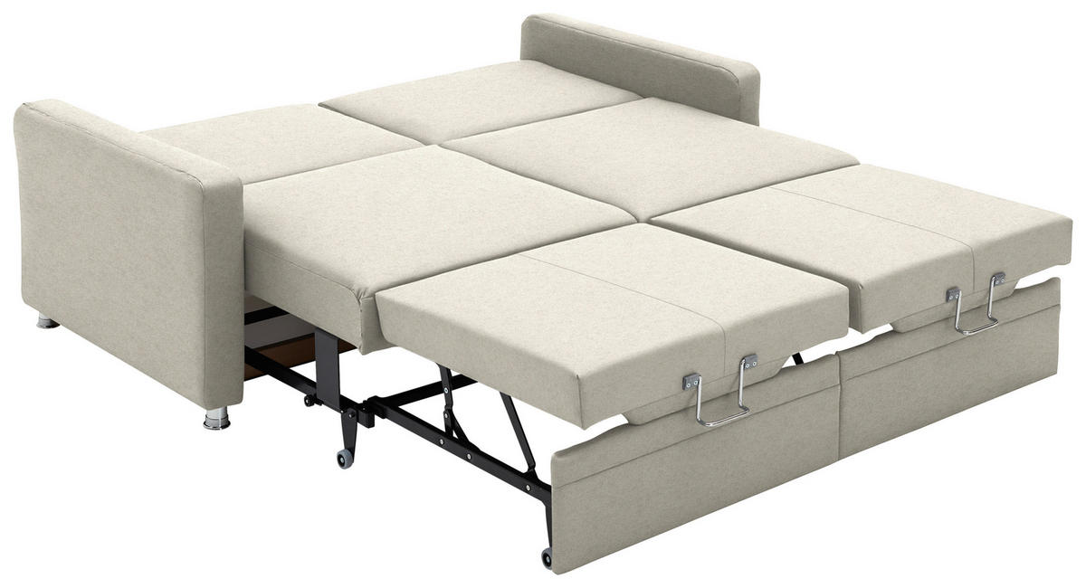 SCHLAFSOFA  in Chenille Naturfarben  - Chromfarben/Naturfarben, KONVENTIONELL, Textil/Metall (186/90/100cm) - Beldomo Style