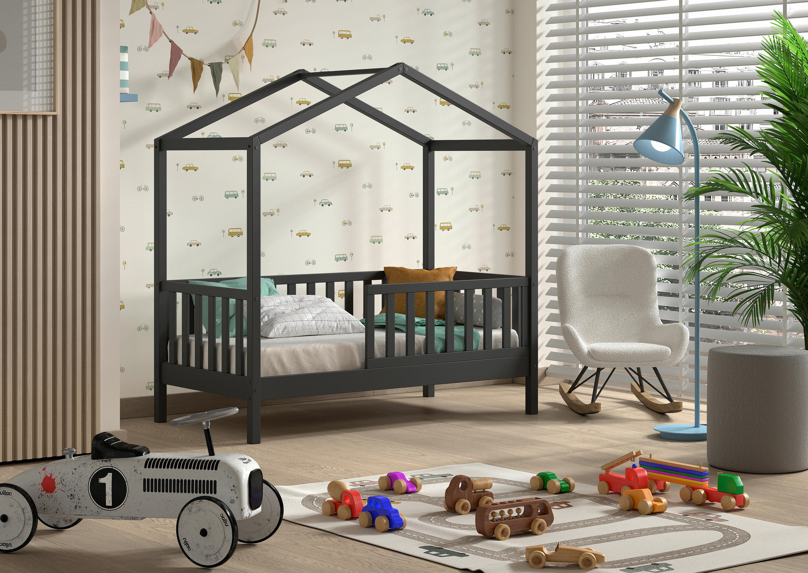 HAUSBETT Rollrost 70/140 cm in Anthrazit - Anthrazit, MODERN, Holz (70/140cm) - MID.YOU