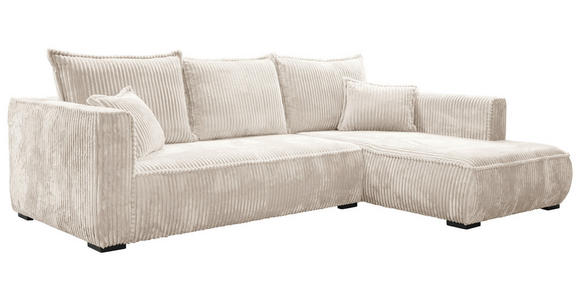 ECKSOFA in Cord Creme  322/208 cm  - Creme/Schwarz, MODERN, Holz/Textil (322/208cm) - Carryhome