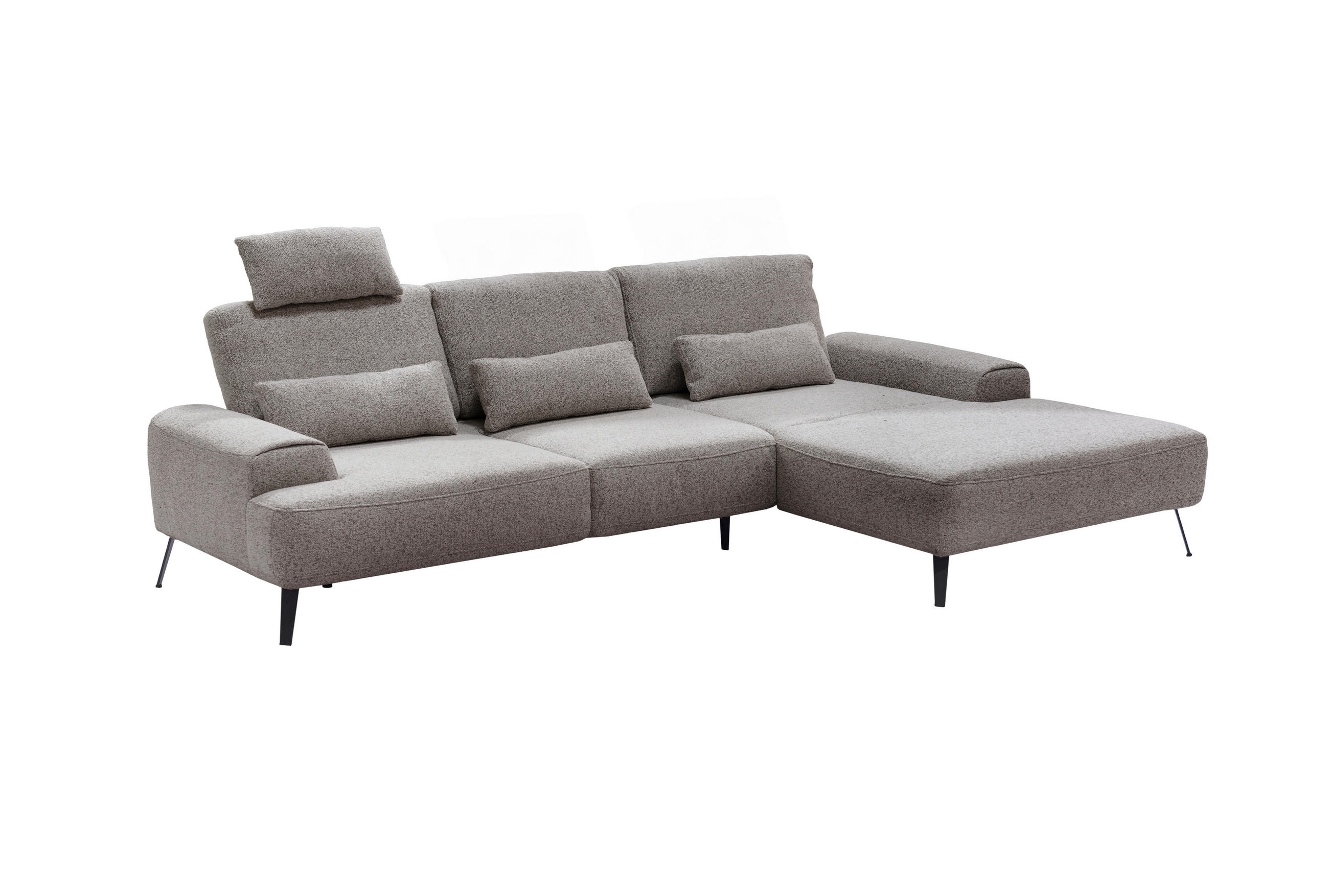 ECKSOFA in Flachgewebe Graubraun  305/178 cm  - Graubraun/Schwarz, Design, Textil/Metall (305/178cm) - Livetastic