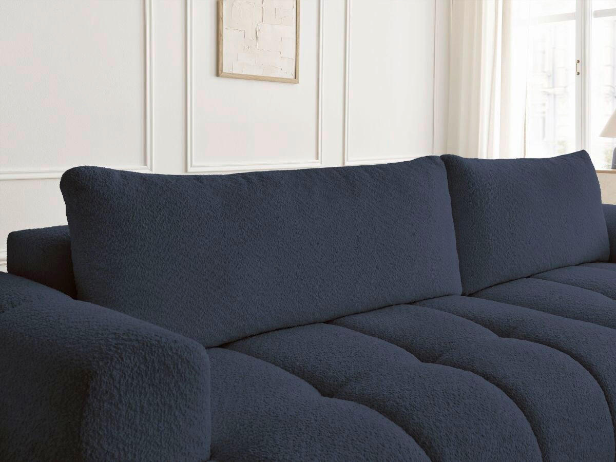 ECKSCHLAFSOFA FUJI Bouclé Dunkelblau  inkl.  - Schwarz/Dunkelblau, MODERN, Kunststoff/Textil (292/160cm)