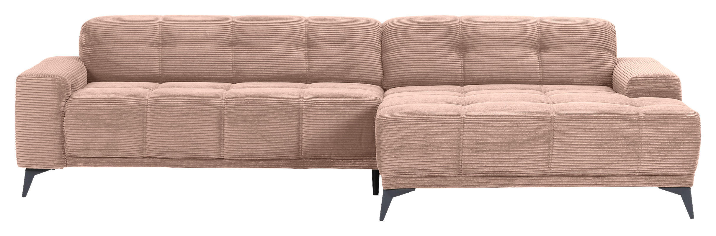 ECKSOFA in Cord Altrosa  - Schwarz/Altrosa, Konventionell, Textil/Metall (295/165cm) - Carryhome