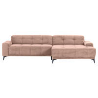 ECKSOFA in Cord Altrosa  - Schwarz/Altrosa, Konventionell, Textil/Metall (295/165cm) - Carryhome