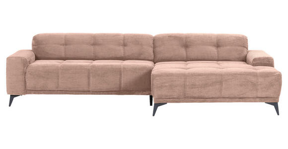 ECKSOFA in Cord Altrosa  - Schwarz/Altrosa, KONVENTIONELL, Textil/Metall (295/165cm) - Carryhome