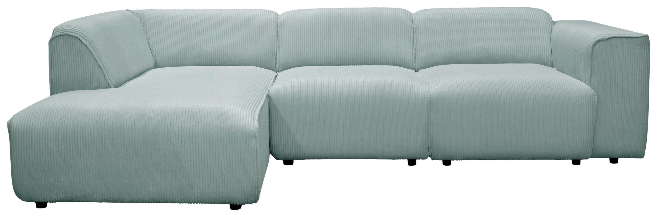 ECKSOFA ANTHONY in Cord Mintgrün  163/275 cm  - Schwarz/Mintgrün, Design, Kunststoff/Textil (163/275cm) - MID.YOU