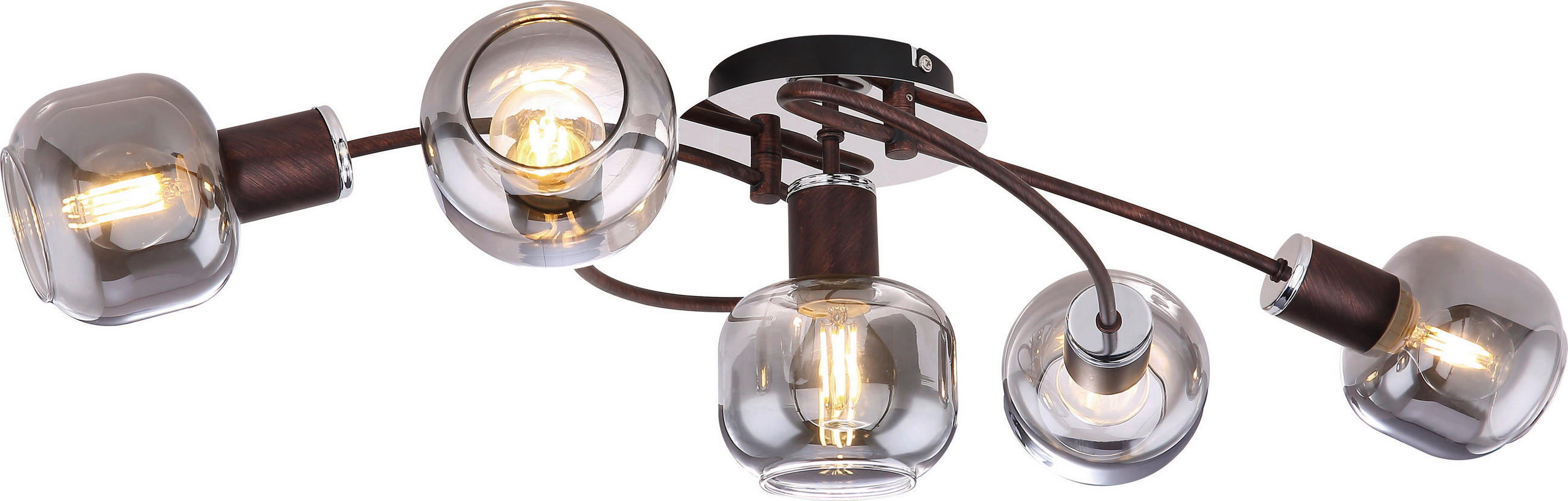 DECKENSTRAHLER 63/38/21 cm   - Bronzefarben, Design, Glas/Metall (63/38/21cm) - Globo