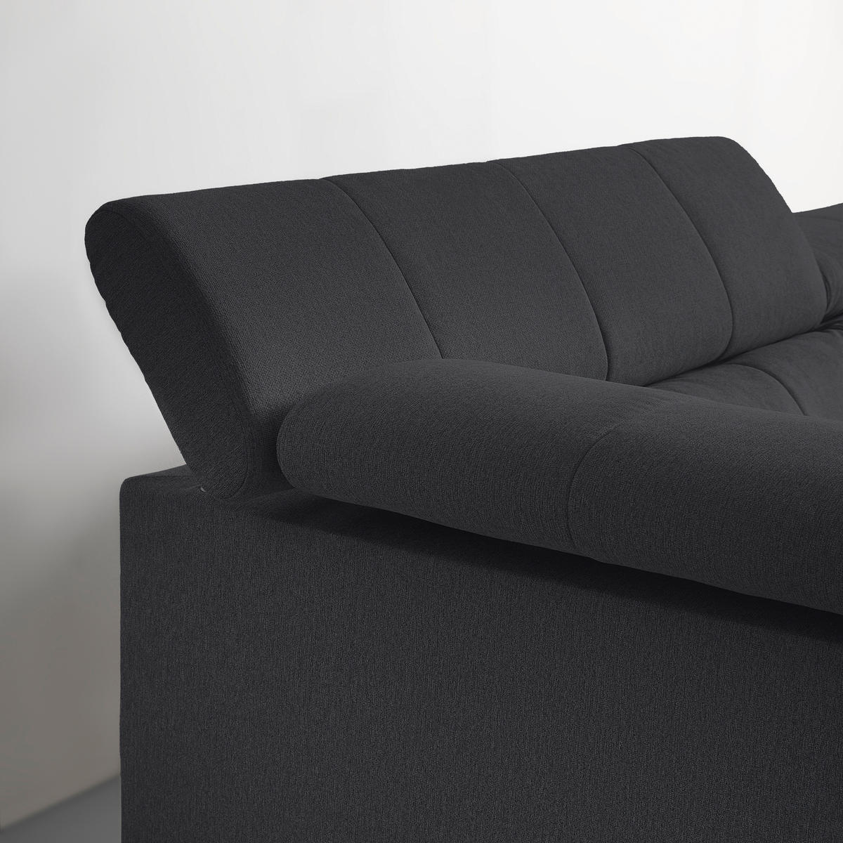 ECKSOFA in Chenille Schwarz  - Schwarz, Modern, Textil/Metall (201/296cm) - Livetastic