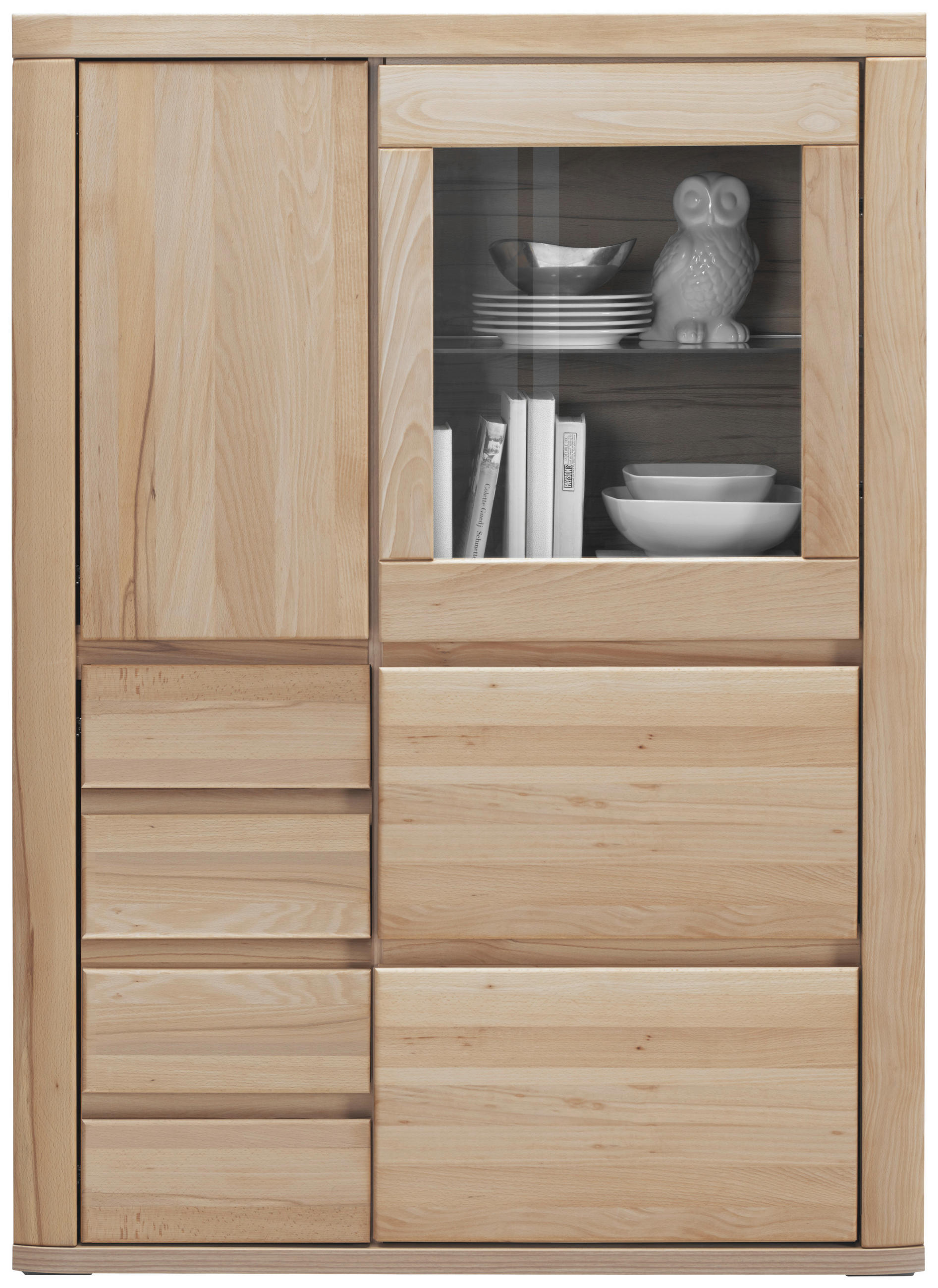 HIGHBOARD in 98/140/38 cm - Alteiche/Grau, KONVENTIONELL, Glas/Holz (98/140/38cm) - Voleo