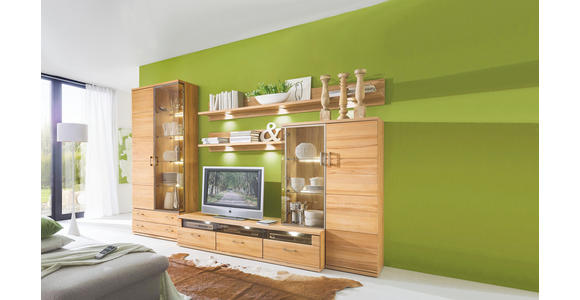 WOHNWAND in Buchefarben - Silberfarben/Buchefarben, KONVENTIONELL, Glas/Holz (319/212,3/55cm) - Cantus