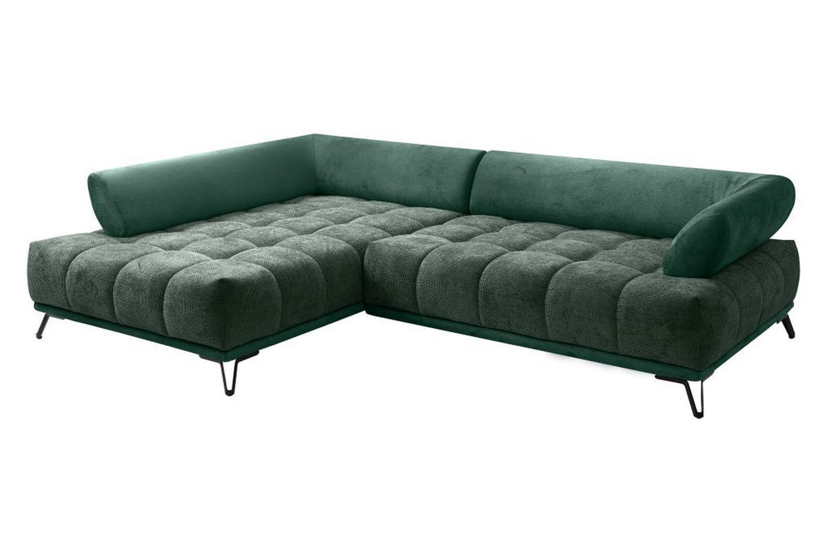 HÖRNSOFFA i chenille mörkgrön  - svart/mörkgrön, Modern, metall/textil (184/262cm) - MID.YOU