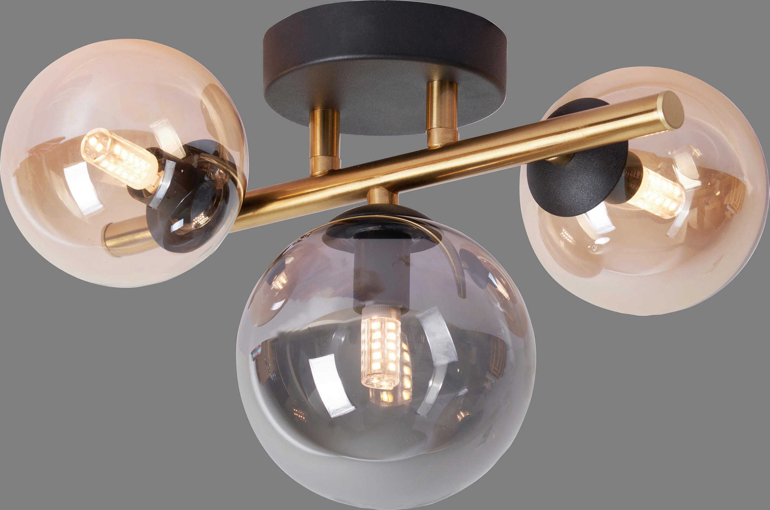 LED-WANDLEUCHTE 28/21/19 cm - Goldfarben/Bernsteinfarben, LIFESTYLE, Glas/Metall (28/21/19cm) - Dieter Knoll