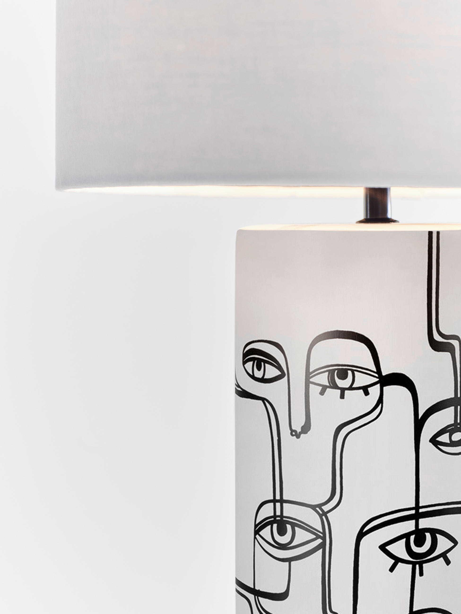 Thumbnail - Markslöjd Tischleuchte, Schwarz, Weiß, Textil, Keramik, zylindrisch,zylindrisch, 61.5 cm, CE, Kippschalter, Lampen & Leu...