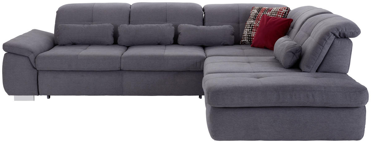 WOHNLANDSCHAFT in Mikrofaser, Chenille Grau  - Chromfarben/Grau, Modern, Textil/Metall (315/260cm) - Livetastic