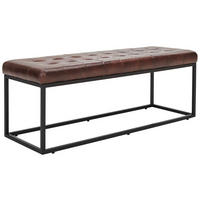 SITZBANK 120/44/44 cm Echtleder Dunkelbraun  - Dunkelbraun/Schwarz, MODERN, Leder/Metall (120/44/44cm) - Livetastic
