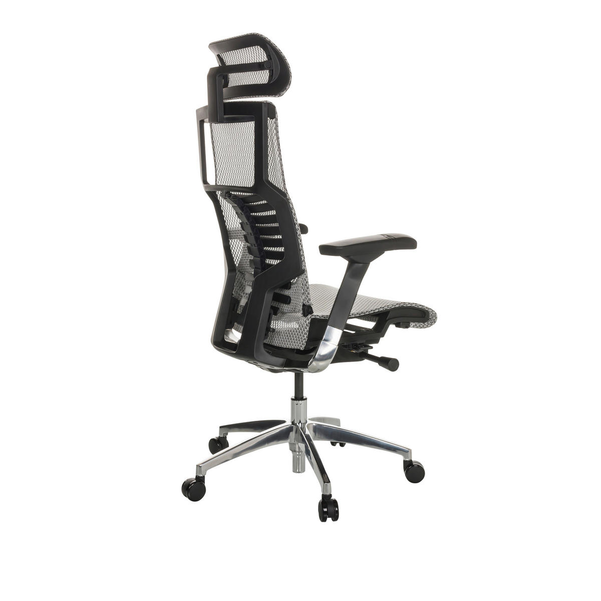 DREHSTUHL Netz Hellgrau  - Silberfarben/Hellgrau, Basics, Kunststoff/Textil (67/119-135/60cm) - MID.YOU