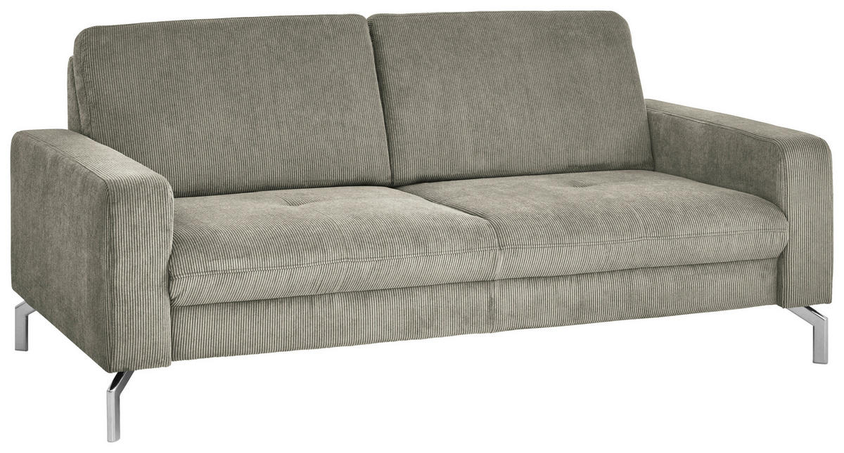 3-SITZER-SOFA Feincord Greige  - Chromfarben/Greige, Design, Textil/Metall (194/87/105cm) - Beldomo Style