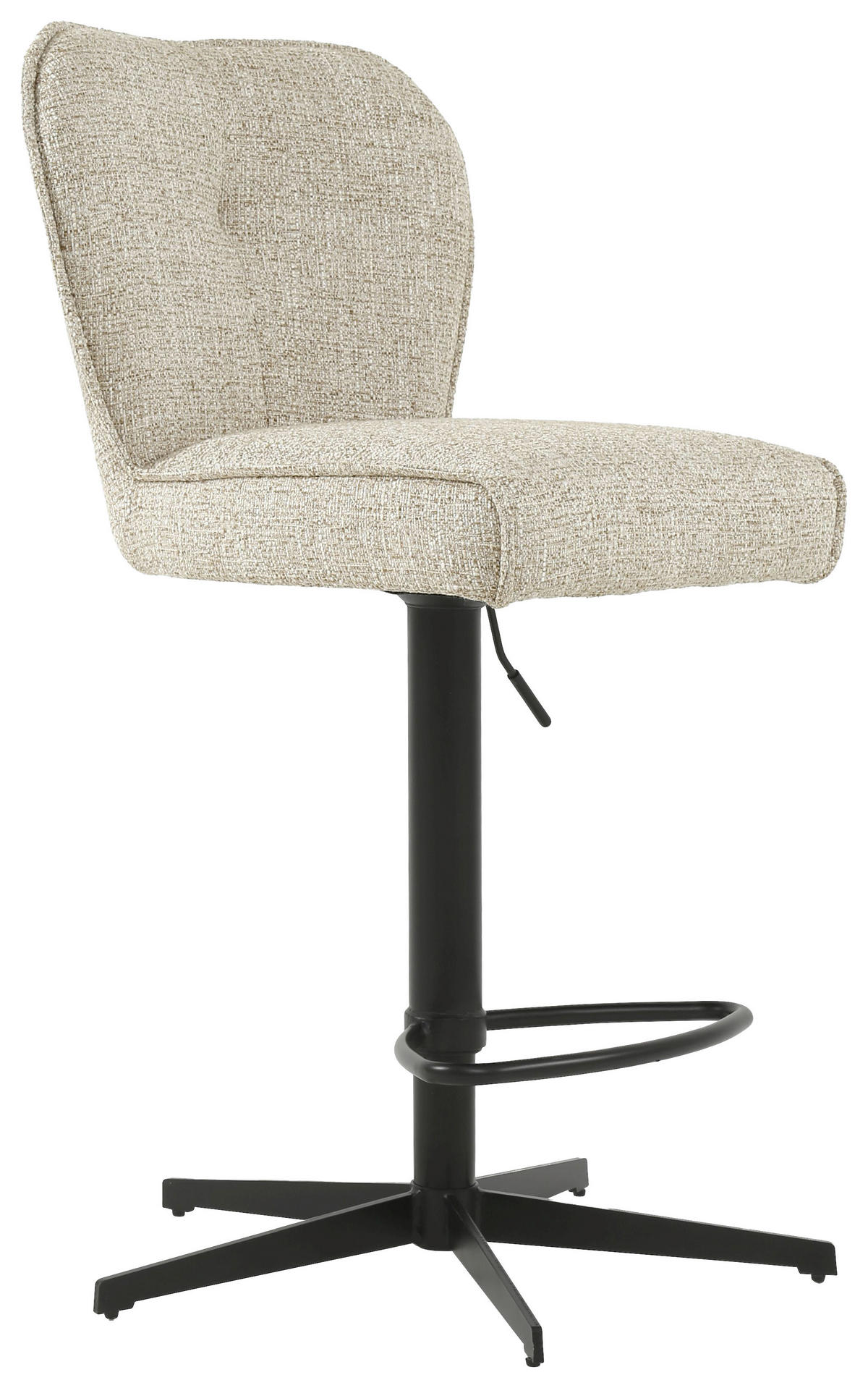 BARHOCKER Webstoff Schwarz, Beige Eisen Sitzfläche 360° drehbar  - Beige/Schwarz, Design, Textil/Metall (44/117/58cm) - Novel