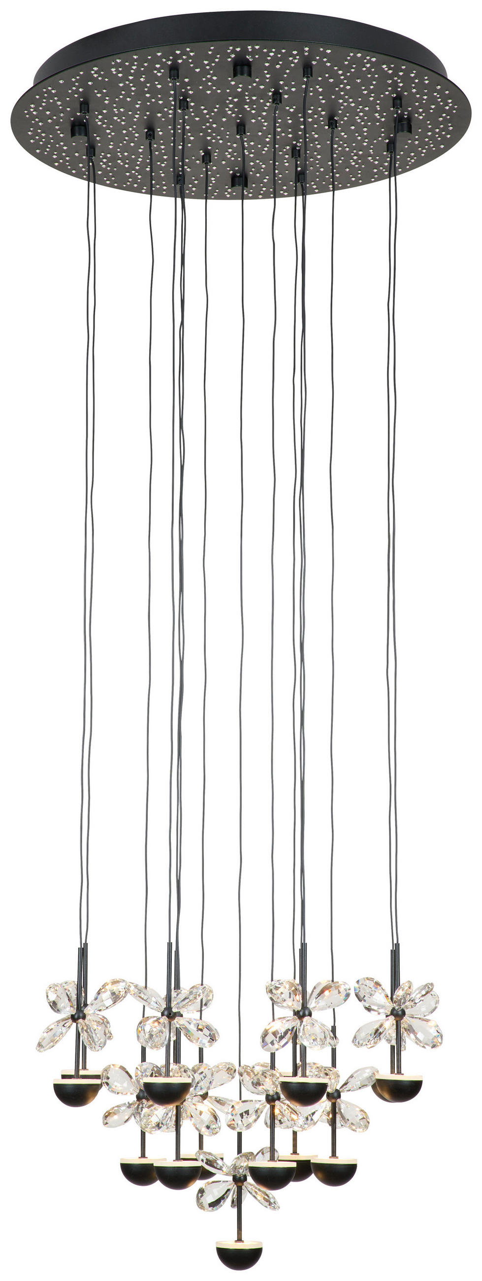 LED-HÄNGLAMPA Pianopoli 2 50/150 cm  - klar/svart, Design, metall/glas (50/150cm)