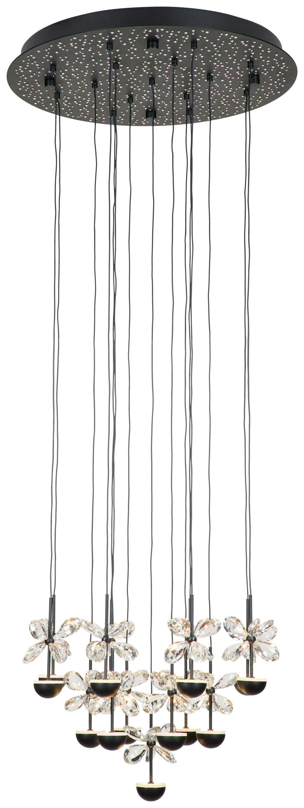 LED-HÄNGLAMPA Pianopoli 2 50/150 cm  - klar/svart, Design, metall/glas (50/150cm)