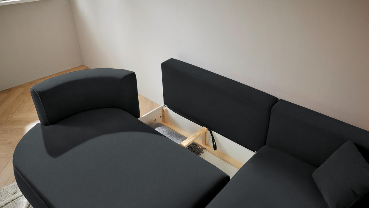 ECKSOFA in Webstoff Anthrazit  - Anthrazit/Schwarz, Modern, Kunststoff/Textil (284/183cm) - Welnova