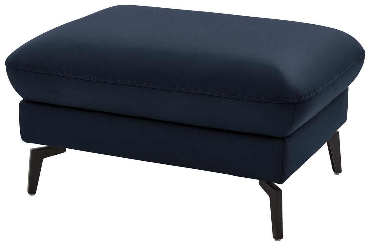 ECKSOFA in Echtleder Dunkelblau  - Schwarz/Dunkelblau, Natur, Leder/Metall (168/281cm) - Valdera