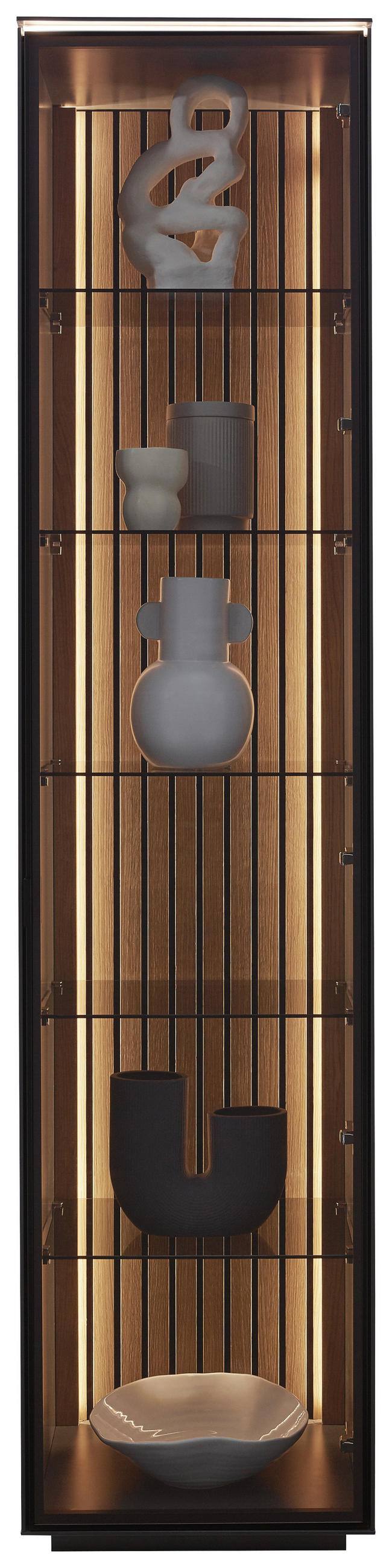 VITRINE  in furniert Eiche Anthrazit, Eichefarben - Eichefarben/Anthrazit, Design, Glas/Holz (45,8/198,6/40cm) - Dieter Knoll