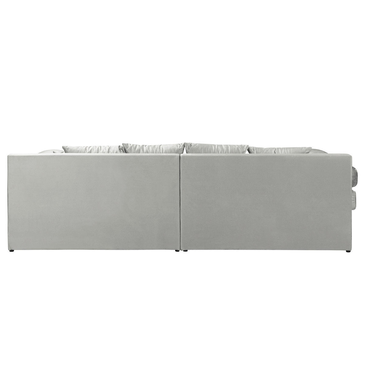 ECKSOFA Velours Hellgrau  - Hellgrau/Schwarz, Design, Kunststoff/Textil (284/243cm) - P & B