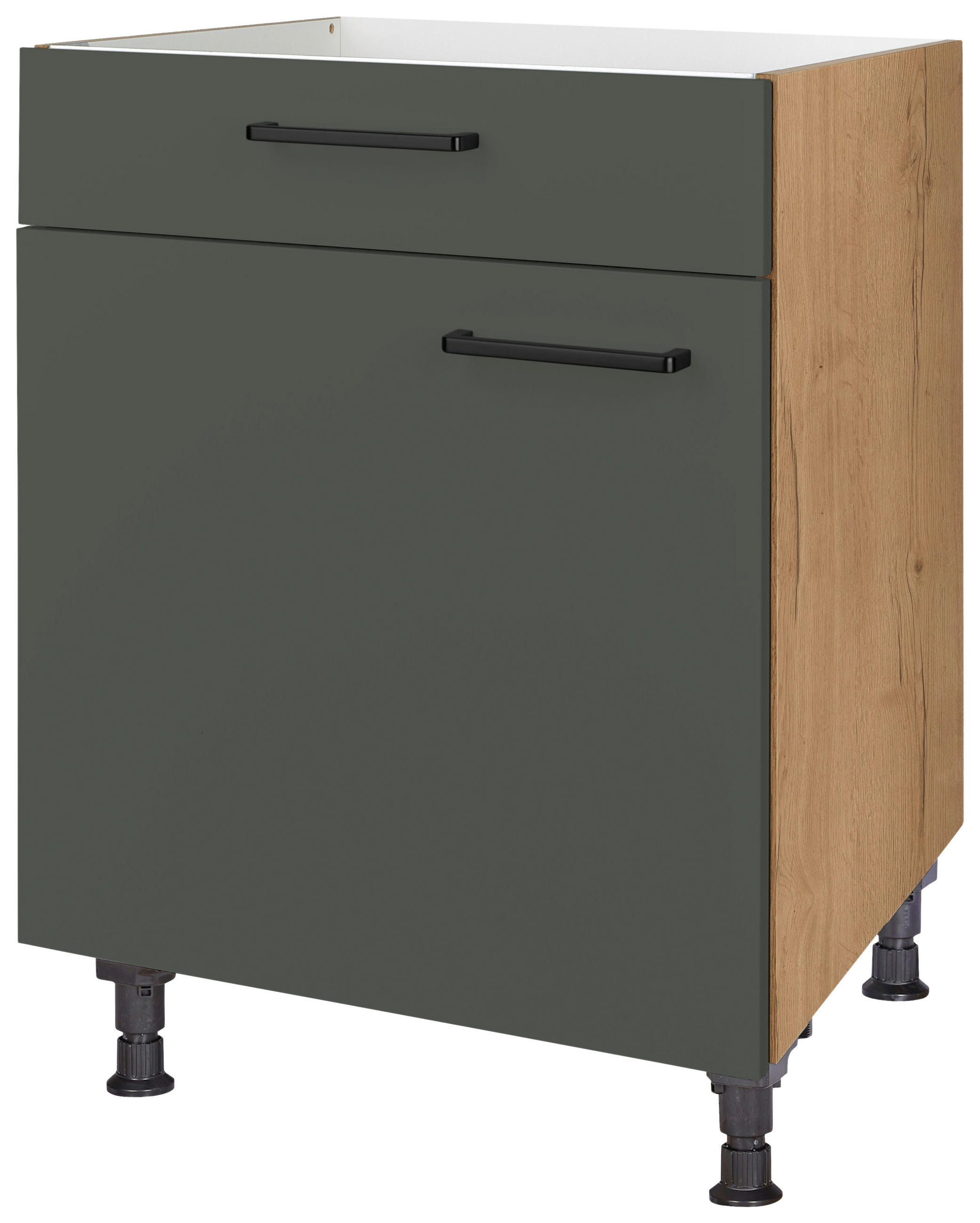 KOCHFELDUMBAUSCHRANK 60/87/56 cm  in Grün, Eichefarben  - Eichefarben/Schwarz, MODERN, Holzwerkstoff/Metall (60/87/56cm) - Nobilia