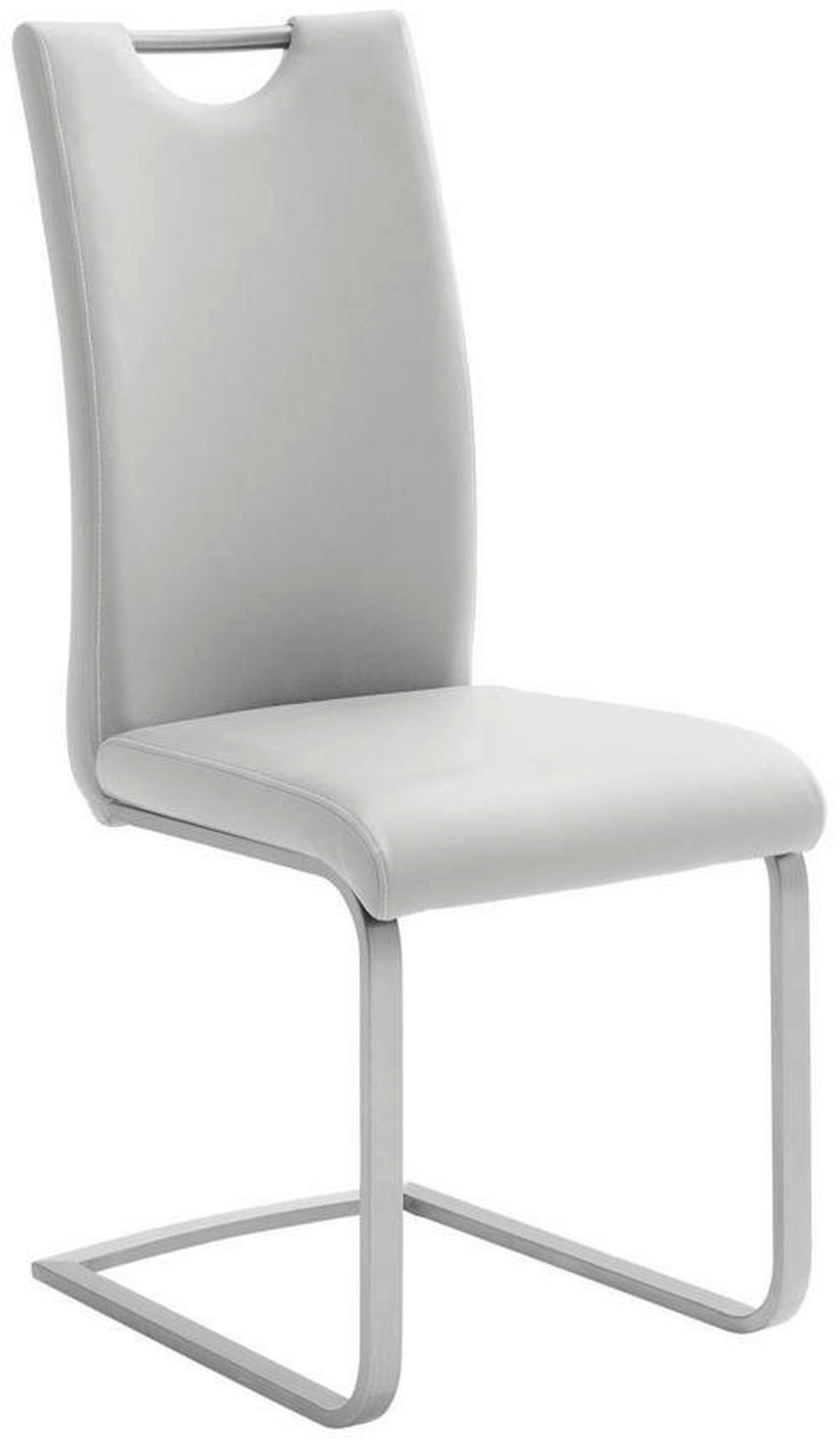 SCHWINGSTUHL  in Edelstahl Lederlook  - Weiss/Edelstahlfarben, Design, Textil/Metall (42/103/55cm) - MID.YOU