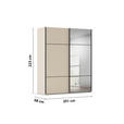 SCHWEBETÜRENSCHRANK 201/223/68 cm 2-türig Champagner  - Champagner/Schwarz, KONVENTIONELL, Glas/Holzwerkstoff (201/223/68cm) - Novel