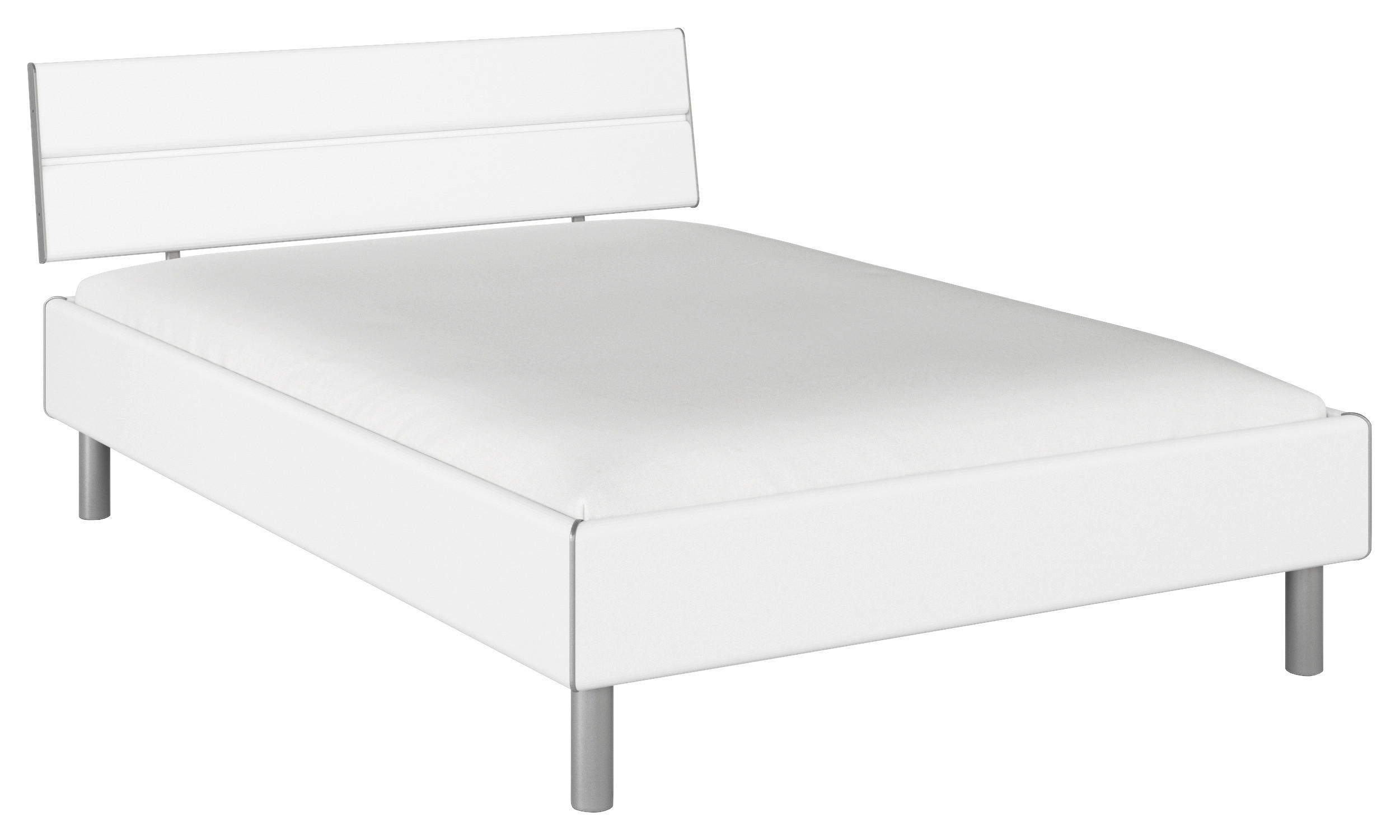 BETT 140/200 cm  in Weiß  - Alufarben/Weiß, Design, Metall (140/200cm) - Carryhome