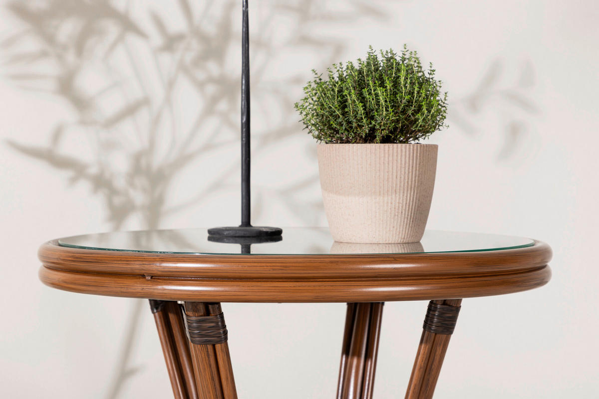 GARTENTISCH Metall, Glas Braun rund  - Braun, MODERN, Glas/Metall (60/60cm) - Gardenson