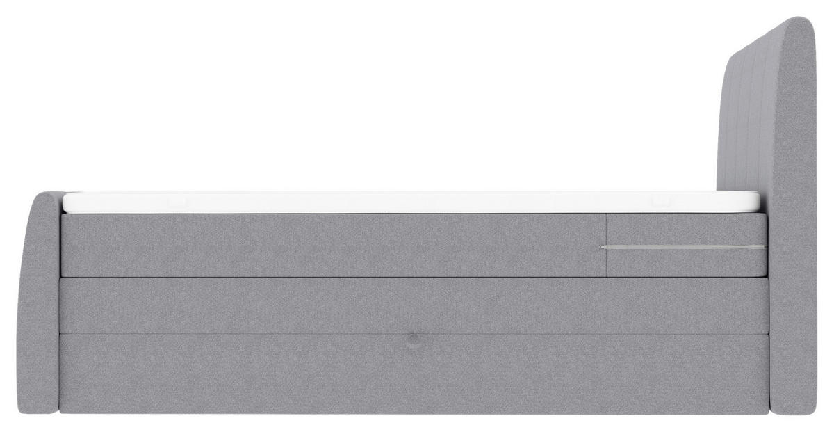 BOXSPRINGBETT 180/200 cm  in Hellgrau  - Hellgrau/Schwarz, Konventionell, Kunststoff/Textil (180/200cm) - Carryhome
