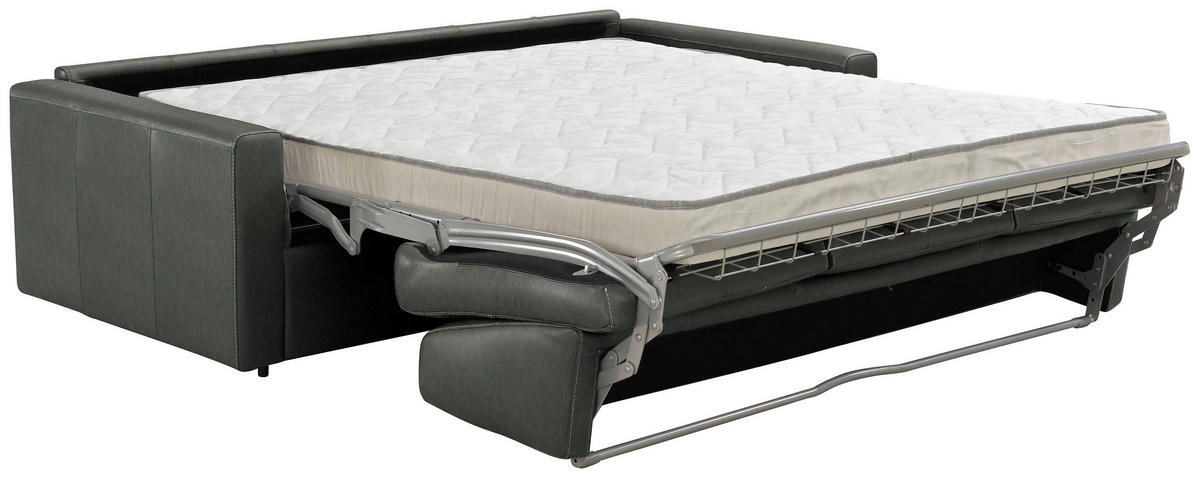 SCHLAFSOFA Dunkelgrau  - Dunkelgrau/Schwarz, Konventionell, Leder/Kunststoff (206/81/96cm) - Novel