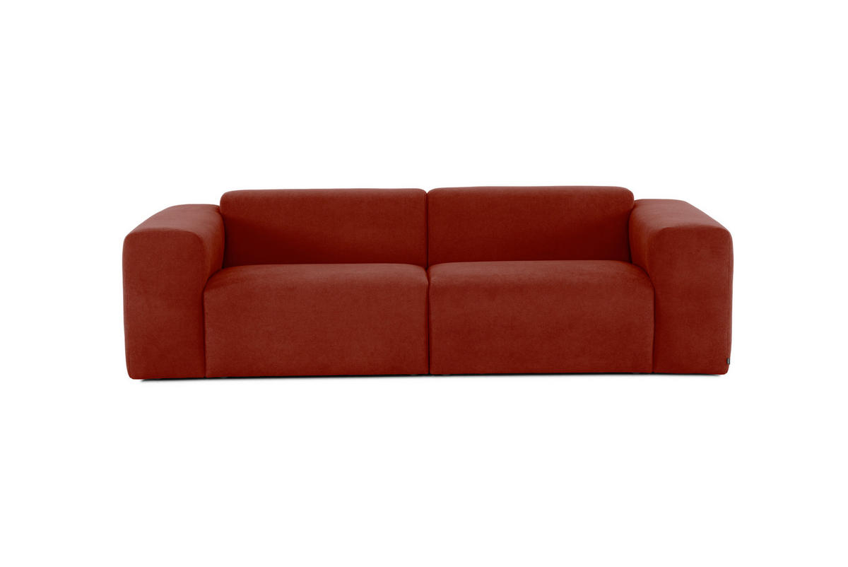 3-SITZER-SOFA MANNE Struktur Rostfarben  - Rostfarben/Schwarz, Design, Kunststoff/Textil (266/76/116cm) - MID.YOU