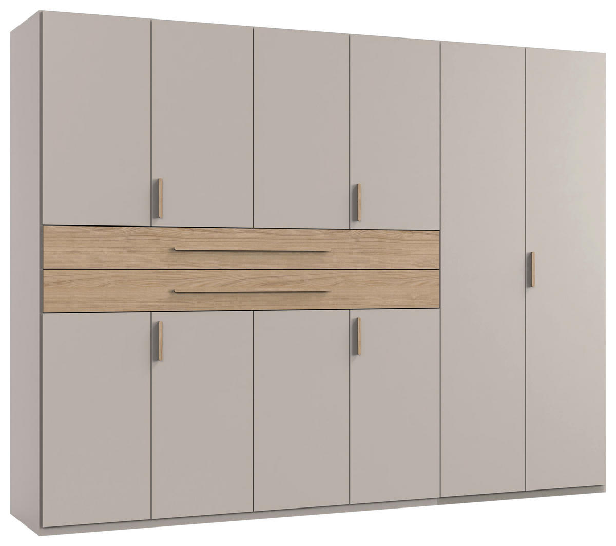 Șifonier, 270/208/65 cm, culoare lemn stejar, cașmir - cașmir/culoare lemn stejar, Design (270/208/65cm) - Carryhome